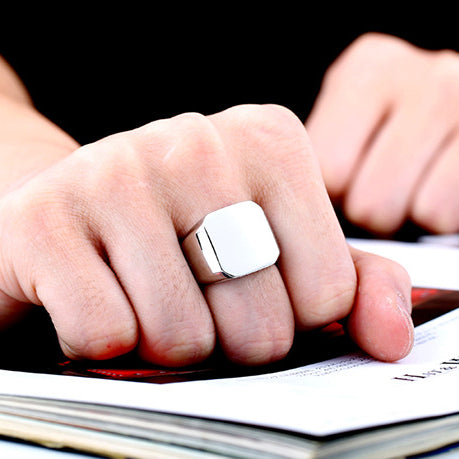 Venta al por mayor Anillos cuadrados de acero inoxidable para hombres